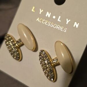 Lyn Lyn Gold and Cream Earrings